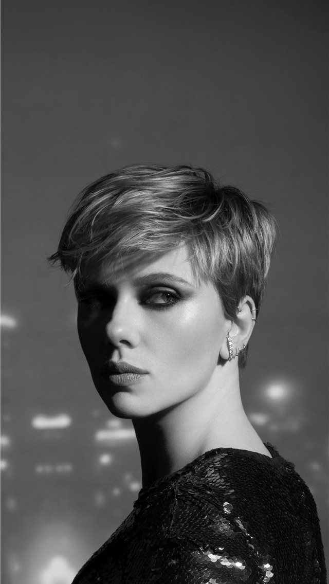 640x1136 scarlett johansson monochrome 2020 - black and white iPhone Wallpaper