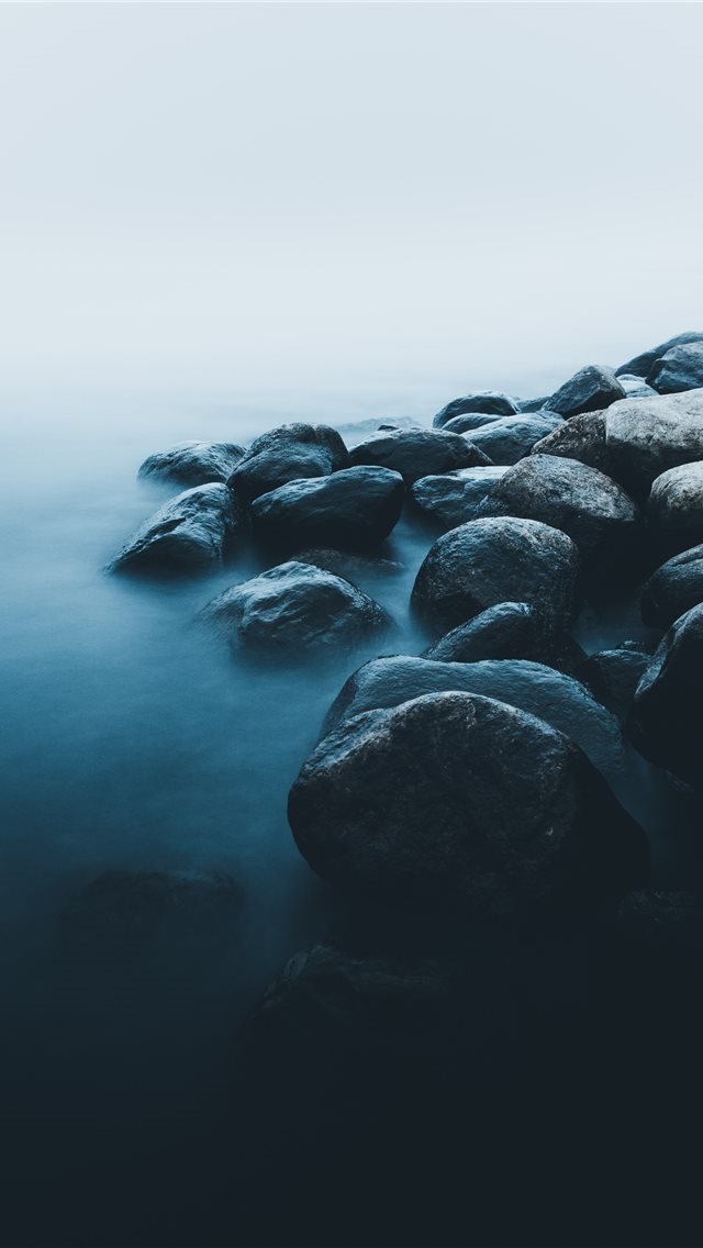 640x1136 rocks near body of water - grey iPhone Wallpaper