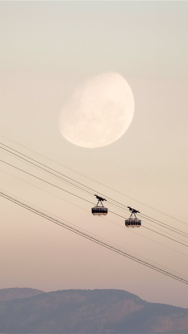 640x1136 two black cable cars - outer space iPhone Wallpaper