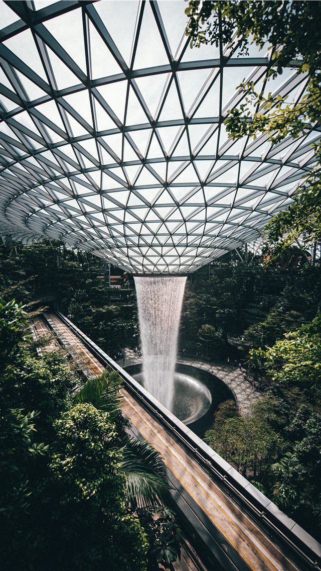 640x1136 white metal frame glass dome building - singapore iPhone Wallpaper