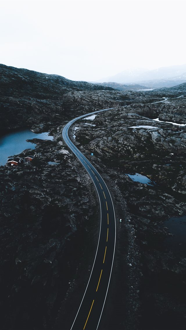640x1136 aerial photography of road - norway iPhone Wallpaper