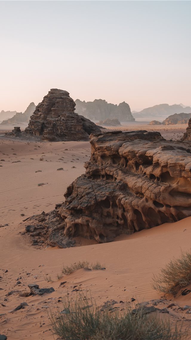 640x1136 brown rock formation on brown field - desert iPhone Wallpaper