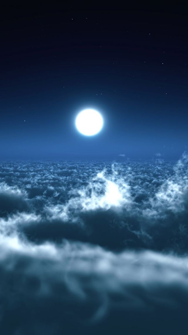 640x1136 Moon Over Clouds -  iPhone Wallpaper