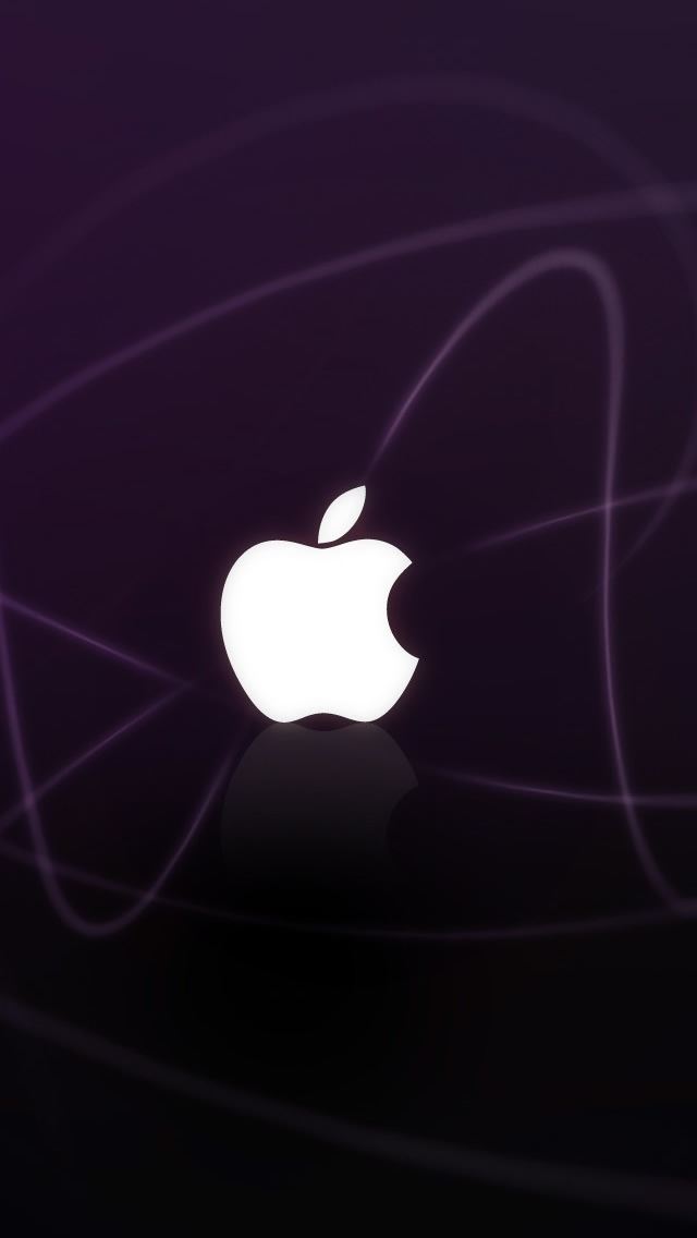 640x1136 Apple Logo Purple Waves - line iPhone Wallpaper