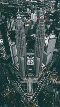 aerial photograph of Petronas Twin Tower Malaysia wallpaper