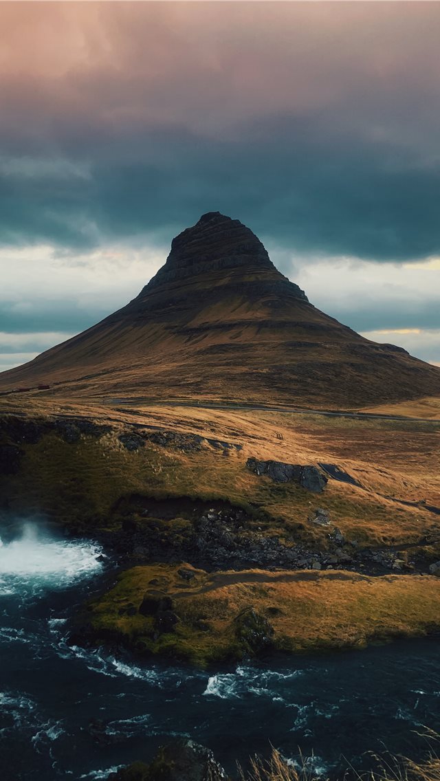 640x1136 mountain near water coast under cloudy sky - iceland iPhone Wallpaper