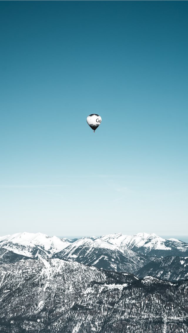 640x1136 white and black hot air balloons in mid air - austria iPhone Wallpaper