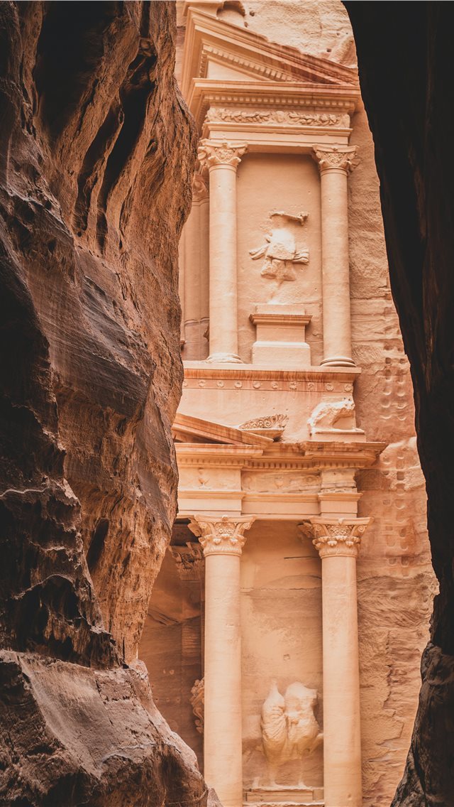 640x1136 brown rock formation during daytime - petra iPhone Wallpaper