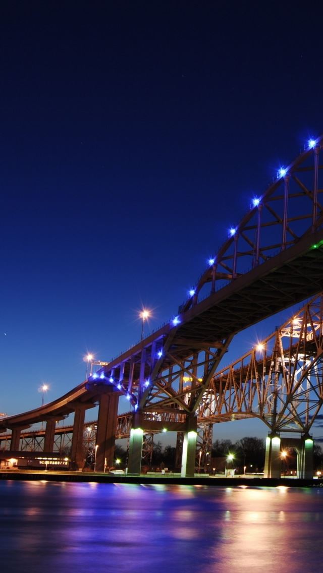 640x1136 Blue Water Bridge - gold iPhone Wallpaper