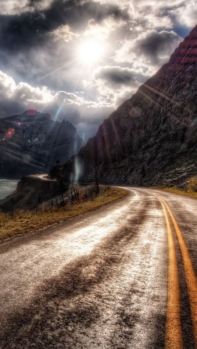640x1136 Hdr Mountain Road - road iPhone Wallpaper