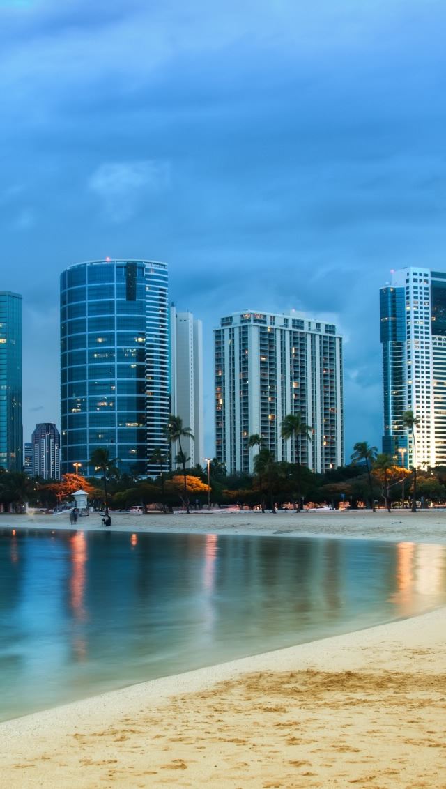 640x1136 Waikiki After Sunset - tower iPhone Wallpaper
