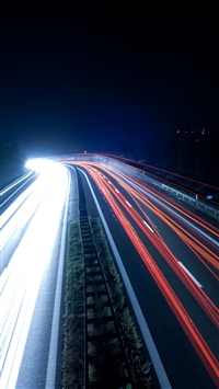 Highway Light Trails At Night wallpaper