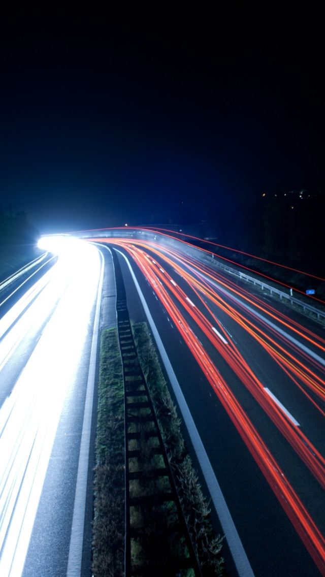640x1136 Highway Light Trails At Night - light iPhone Wallpaper