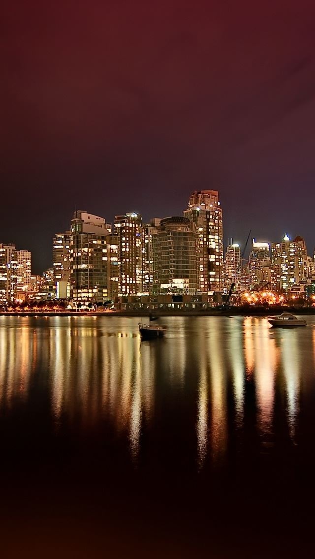 640x1136 Vancouver City Nights - tower iPhone Wallpaper