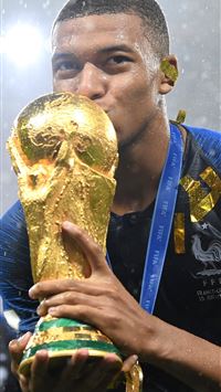 Kylian Mbappe Celebrates FIFA World Cup Win Samsun... wallpaper