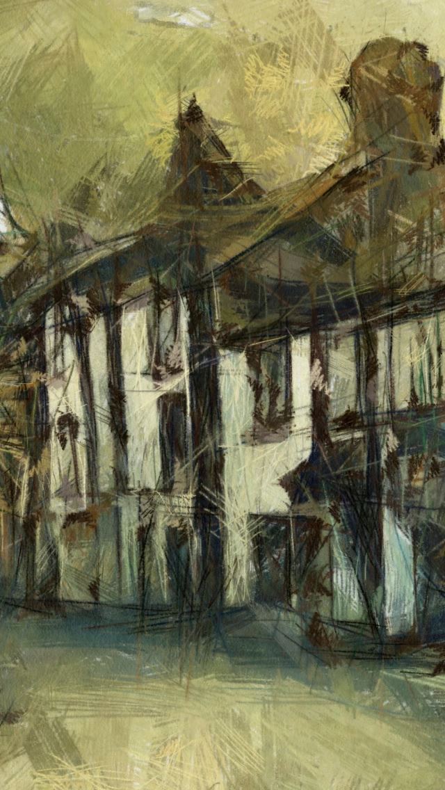 640x1136 Village Dap Pencil - river iPhone Wallpaper