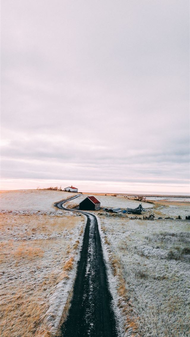 640x1136 road and grass field - grey iPhone Wallpaper