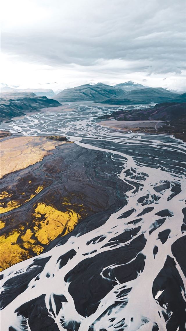 640x1136 aerial view of black and white mountains under clo... - earth iPhone Wallpaper