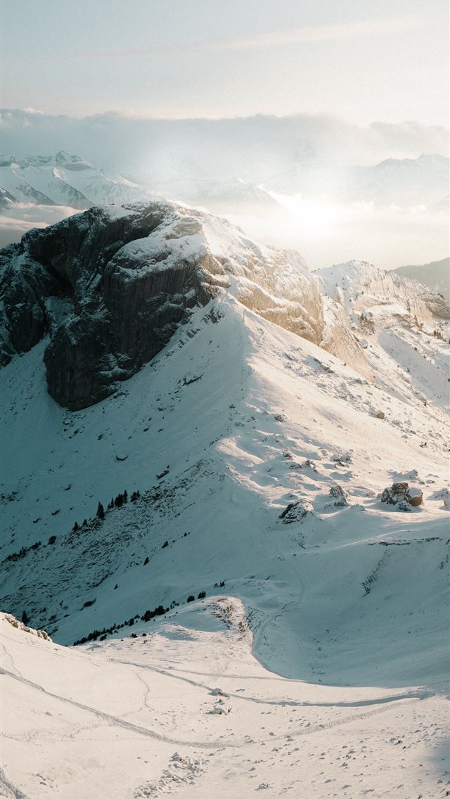640x1136 snow covered mountain during daytime - sport iPhone Wallpaper