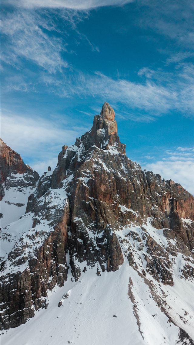 snow covered mountain under blue sky during daytim... iPhone wallpaper 