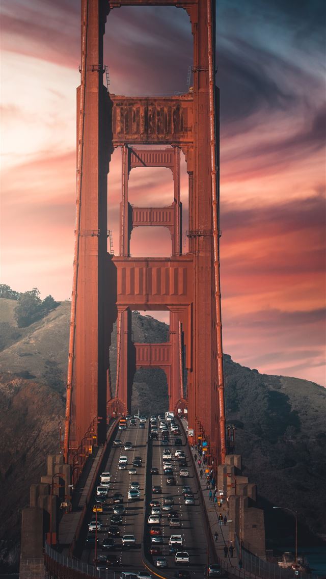 brown bridge over the river iPhone wallpaper 
