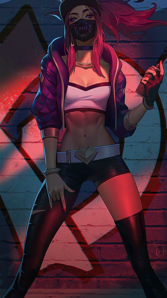 640x1136 kda akali with spray 4k - digital art iPhone Wallpaper