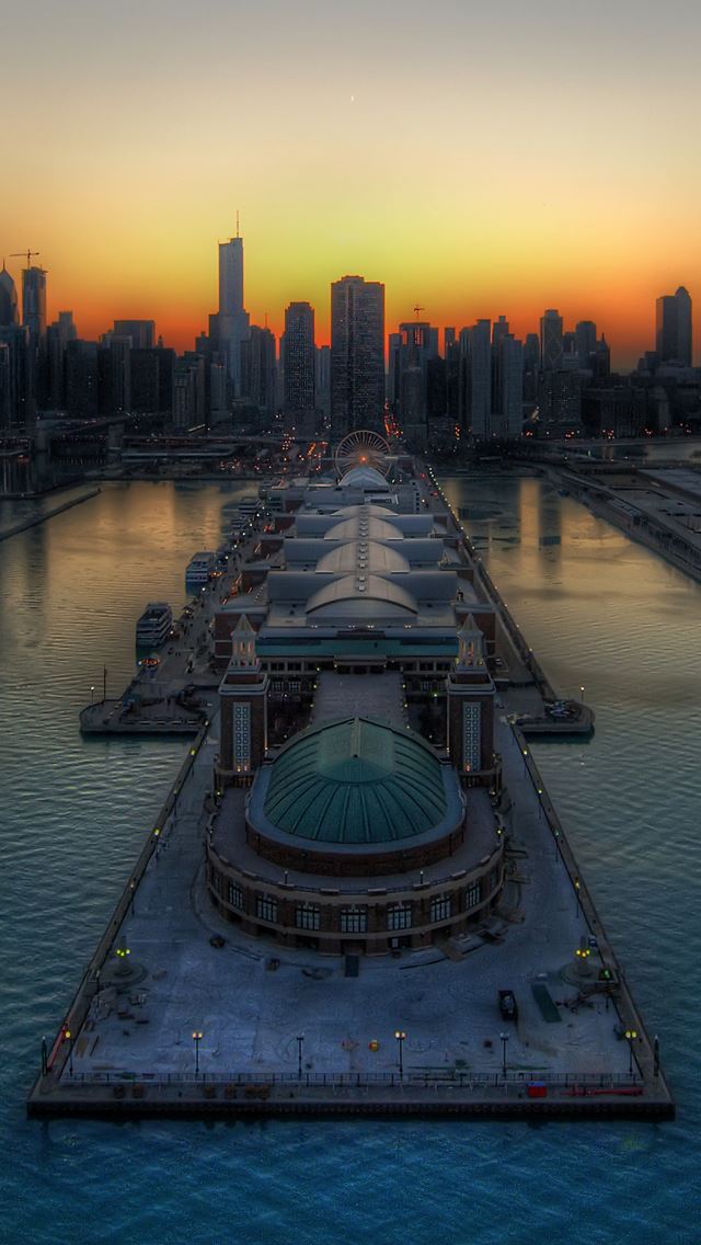 640x1136 Chicago skyline - pier iPhone Wallpaper