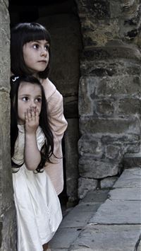 kids children girls hiding surprised play and wallpaper