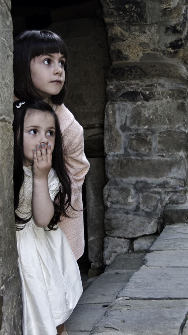 640x1136 kids children girls hiding surprised play and - trends iPhone Wallpaper
