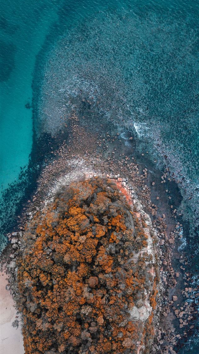 640x1136 bird's eye view photo rocks near seashore - australia iPhone Wallpaper