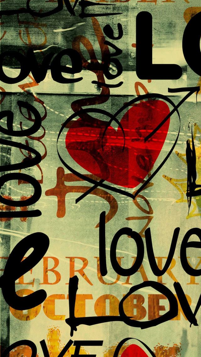 640x1136 Love Written In Graffiti - heart iPhone Wallpaper