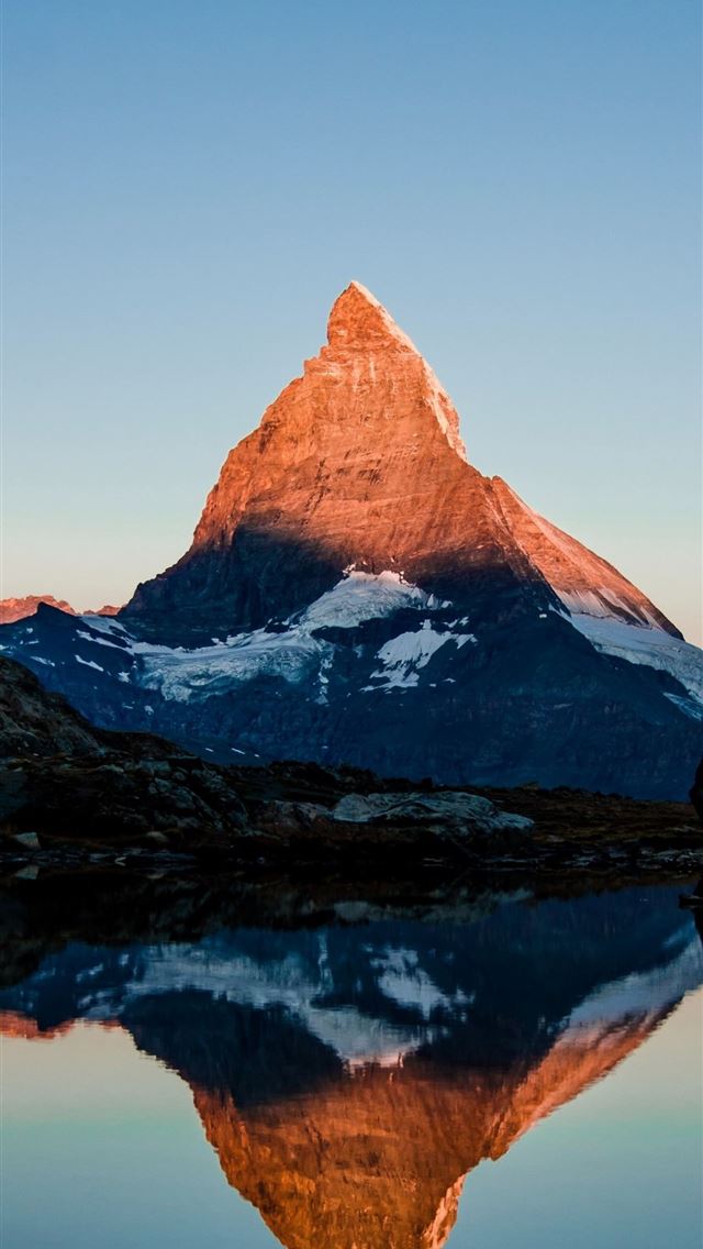 640x1136 Matterhorn mountain glow sunset lake - matterhorn iPhone Wallpaper