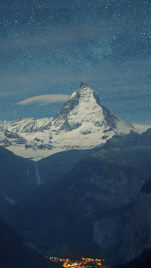 640x1136 Zermatt Matterhorn Aerial View at Night Samsung Ga... - matterhorn iPhone Wallpaper