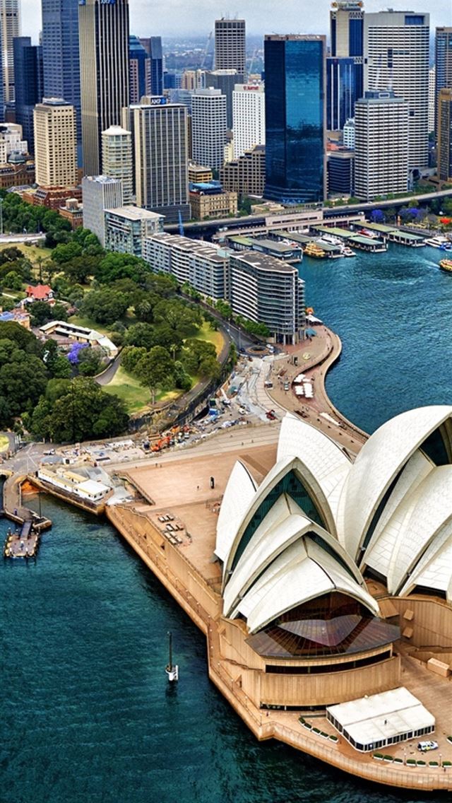 Sydney Harbour Australia Buildings Bird View iPhone wallpaper 
