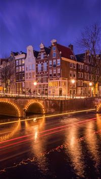 Netherlands Amsterdam Lights Bridge wallpaper