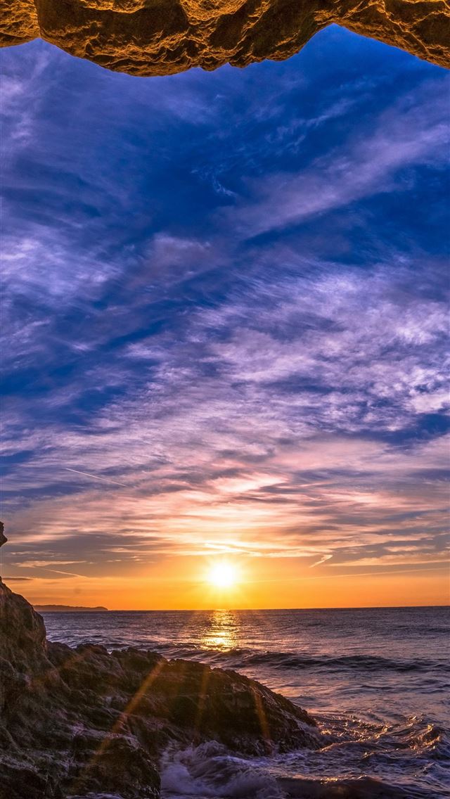 640x1136 Malibu California sunset beach ocean coast sky 5k - united states iPhone Wallpaper