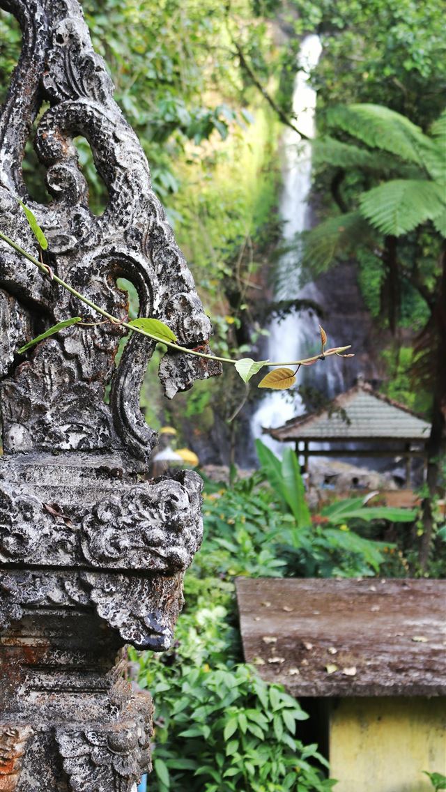 640x1136  nature landscape waterfall wall Bali Indonesia - 100 most beautiful places to visit iPhone Wallpaper