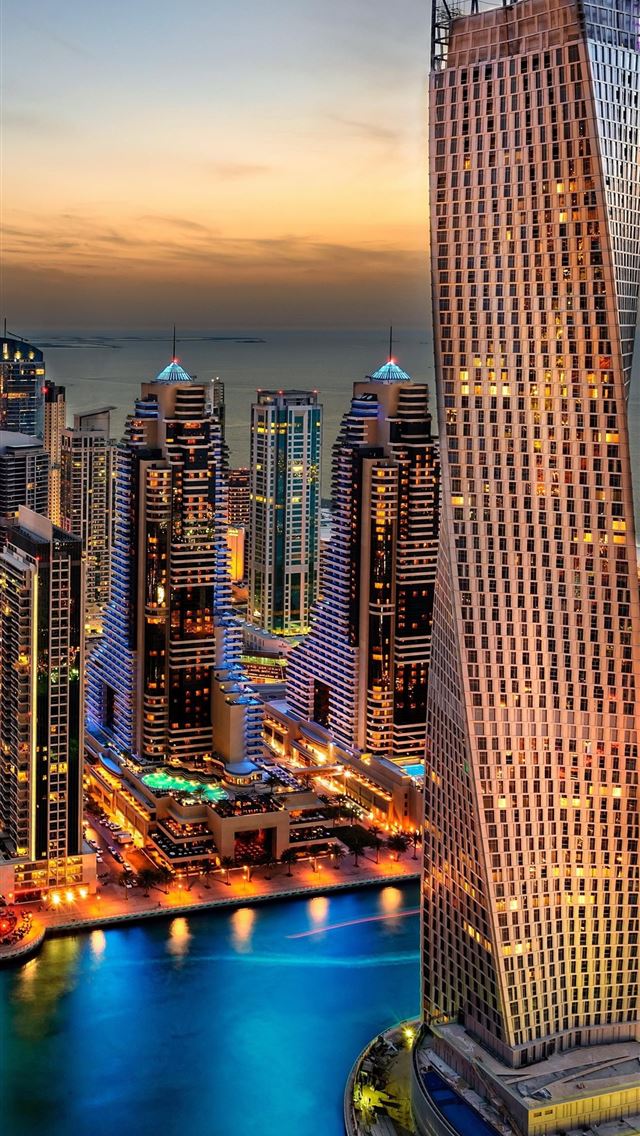 640x1136 Dubai Uae Building Skyscrappers Night Sony Xperia ... - dubai iPhone Wallpaper