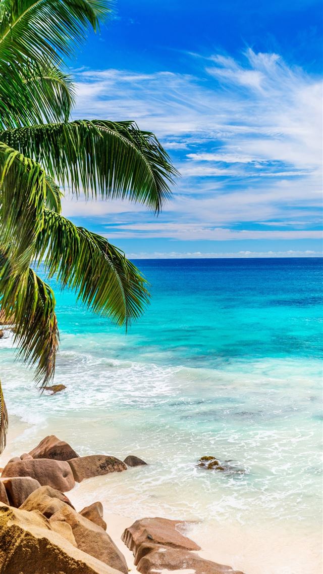640x1136 Beach in Seychelles Earth Beach Blue Horizon Ocean... - seychelles iPhone Wallpaper