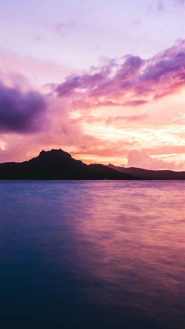 640x1136 ocean rocks clouds bora bora - french polynesia iPhone Wallpaper