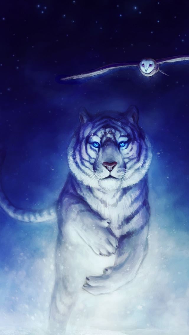640x1136 White Tiger Owl Art - owl iPhone Wallpaper