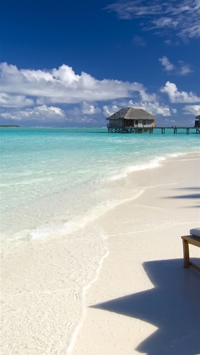 640x1136 Maldives Ocean Beach Tropical Chair Clouds - maldives iPhone Wallpaper