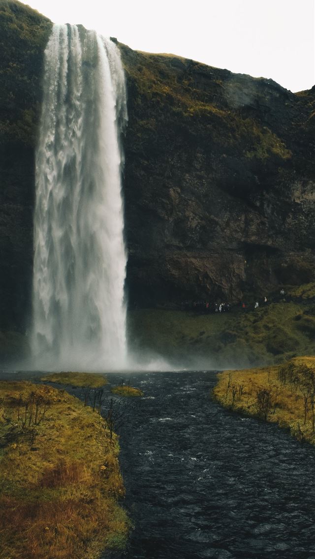 640x1136 waterfalls surrounded by rocky mountains - iceland iPhone Wallpaper