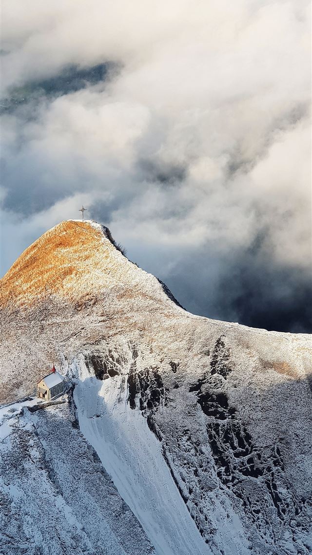 640x1136 mountain under cloudy sky during daytime - cross iPhone Wallpaper