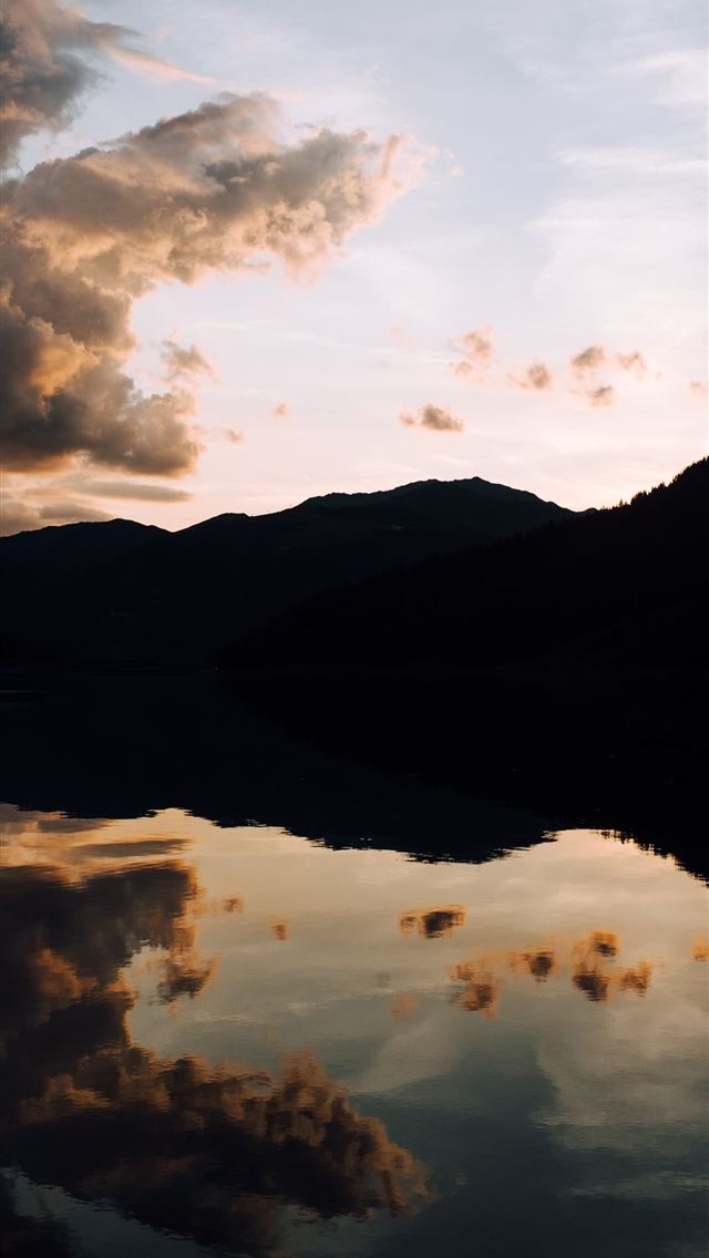 640x1136 silhouette photography of mountain and body of wat... -  iPhone Wallpaper
