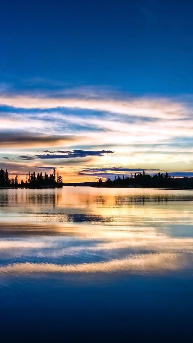 640x1136 Lake reflecting the evening sky - lake iPhone Wallpaper