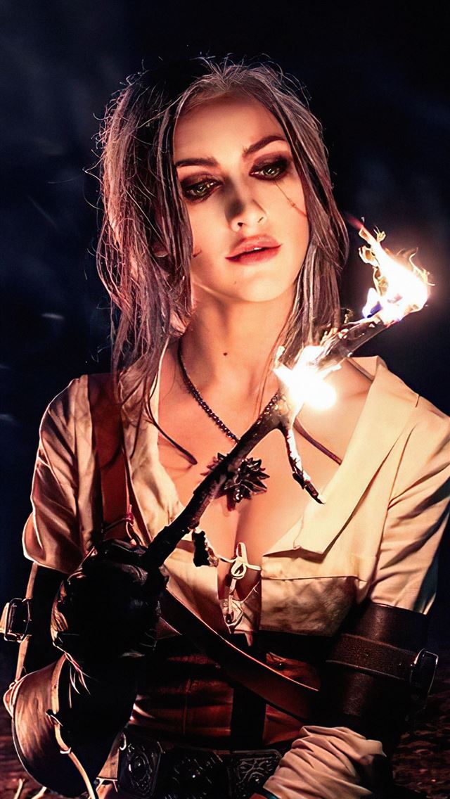 ciri the witcher cosplay 4k iPhone wallpaper 