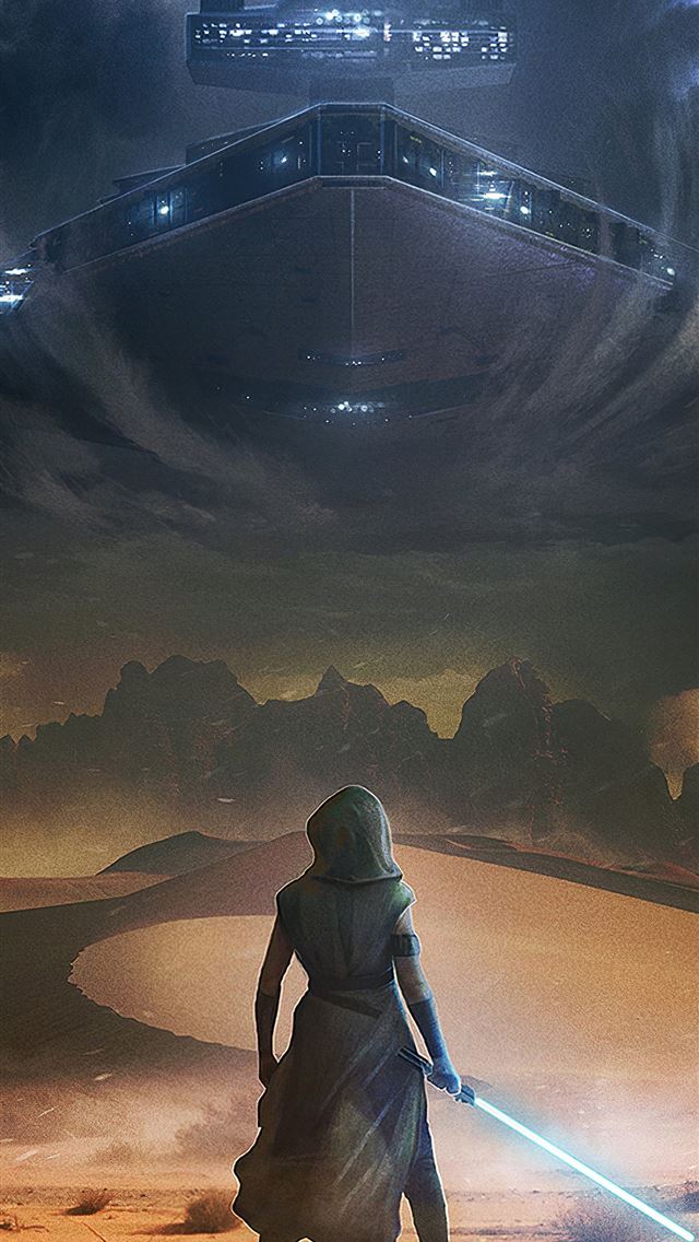 rey with lightsaber iPhone wallpaper 