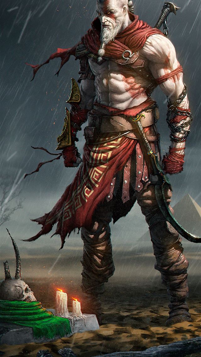 640x1136 kratos fanart 4k - digital art iPhone Wallpaper