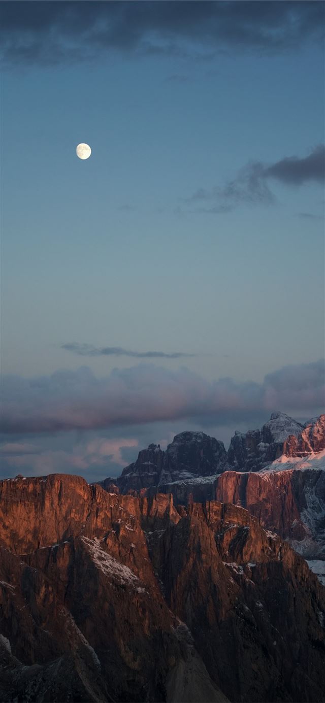 1125x2436 beautiful sky mountains - moon iPhone X Wallpaper